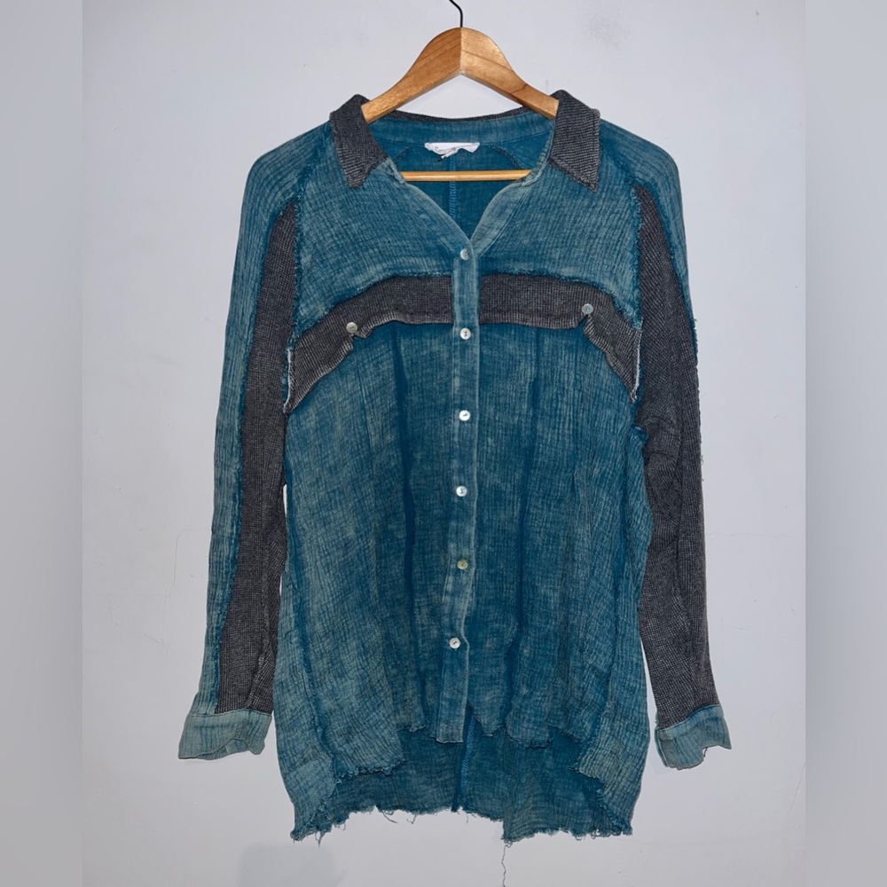 Sewn + Seen Mineral Wash Cotton  Button-Up  sz M - Picture 3 of 10